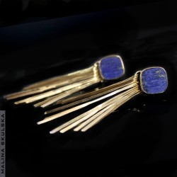 Pozłacane srebrne kolczyki z lapisem lazuli