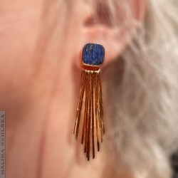 Pozłacane srebrne kolczyki z lapisem lazuli