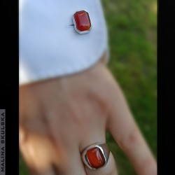 Spinki z karneolem