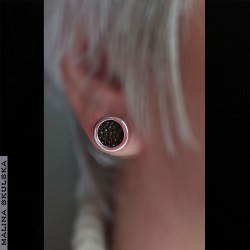Srebrne sztyfty - koła z czarną płaszczką roz. S