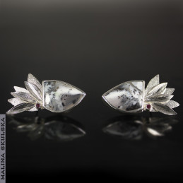 Pióropusze z agatem dendrytowym-kolczyki