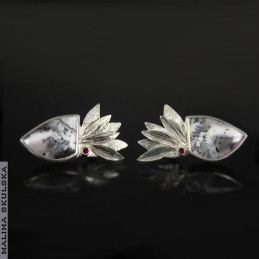 Pióropusze z agatem dendrytowym-kolczyki