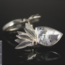 Pióropusze z agatem dendrytowym-kolczyki