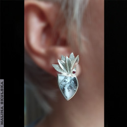 Pióropusze z agatem dendrytowym-kolczyki