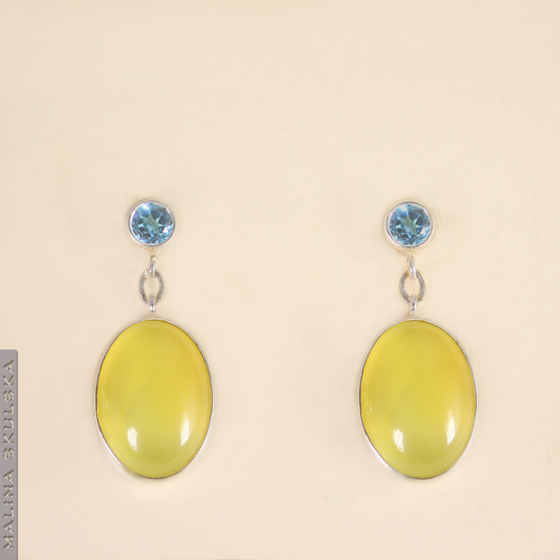 Kolczyki z topazami i żółtymi agatami